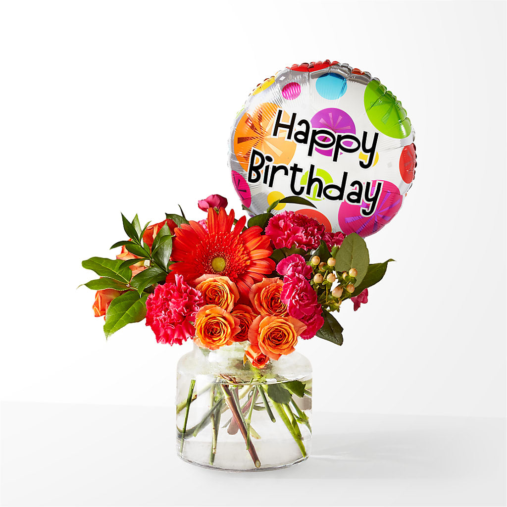Fiesta Bouquet with Birthday Balloon – Fred Meyer, Portland OR