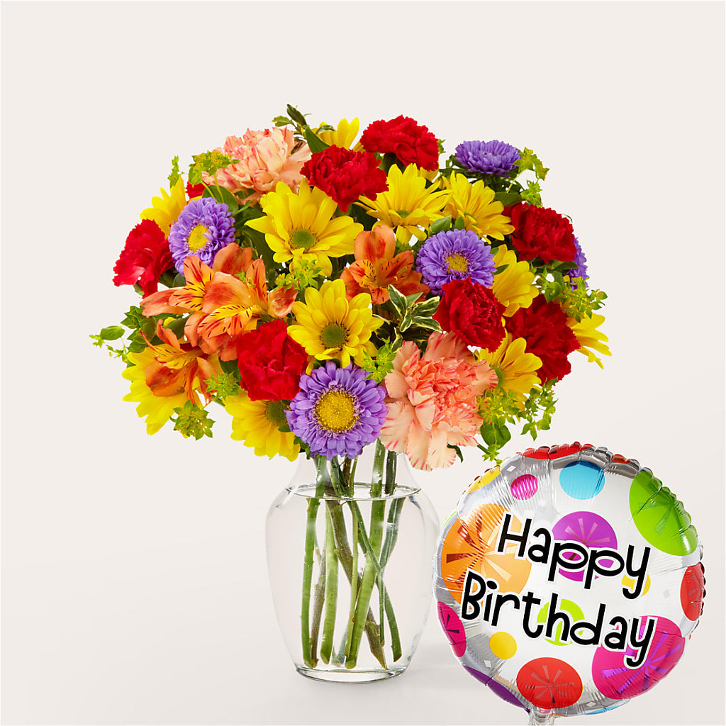 Kaleidoscope Bouquet with Birthday Balloon – Fred Meyer, Portland OR