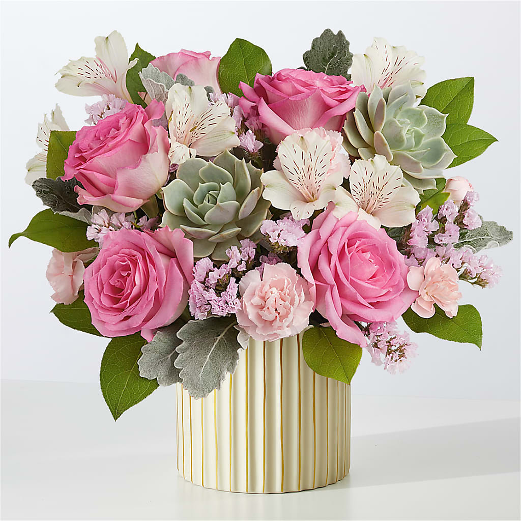 Dusty Rose Bouquet with Ivory Vase – Fred Meyer, Portland OR