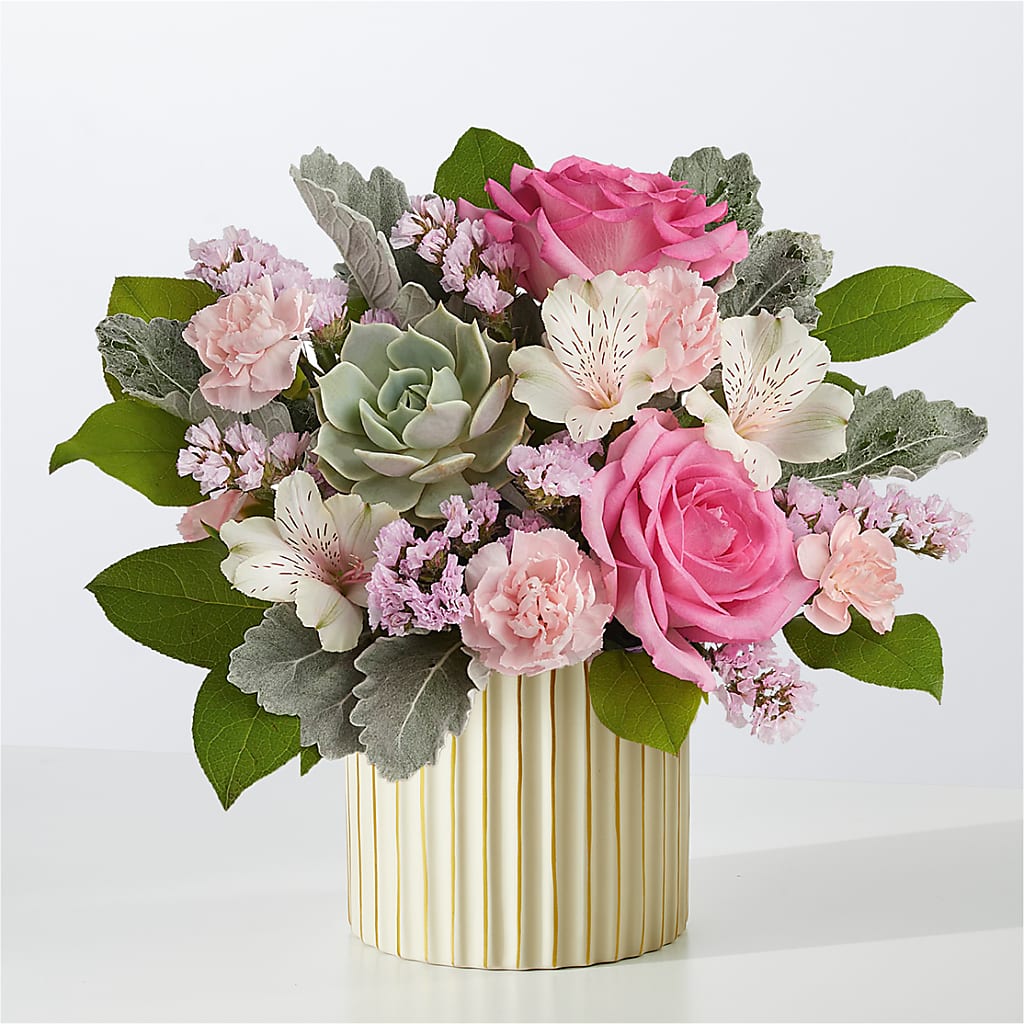 Dusty Rose Bouquet with Ivory Vase – Fred Meyer, Portland OR